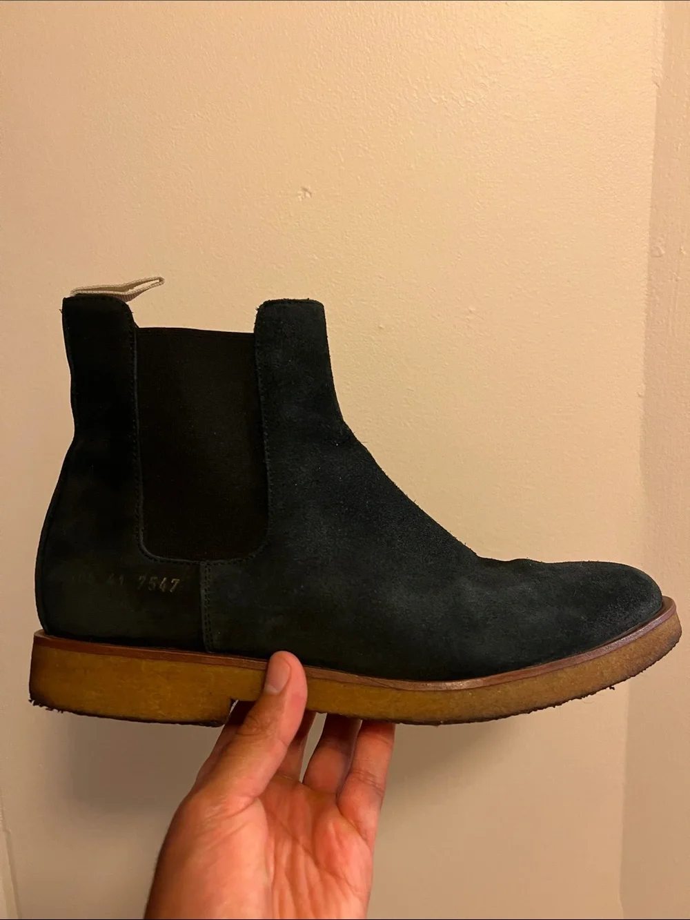 Common Projects Black Suede Chukka Boots with Brown Crepe Sole
